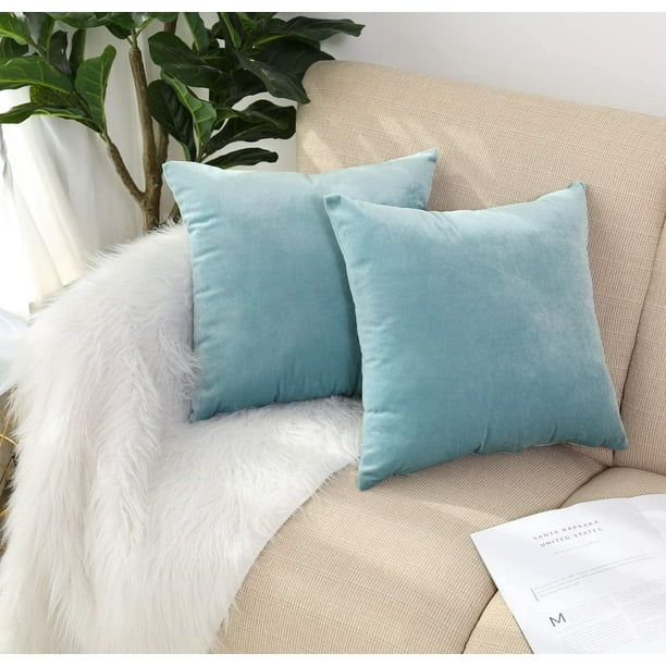2 x Faux Suede Navy Blue 16/" 40CM Cushion Covers